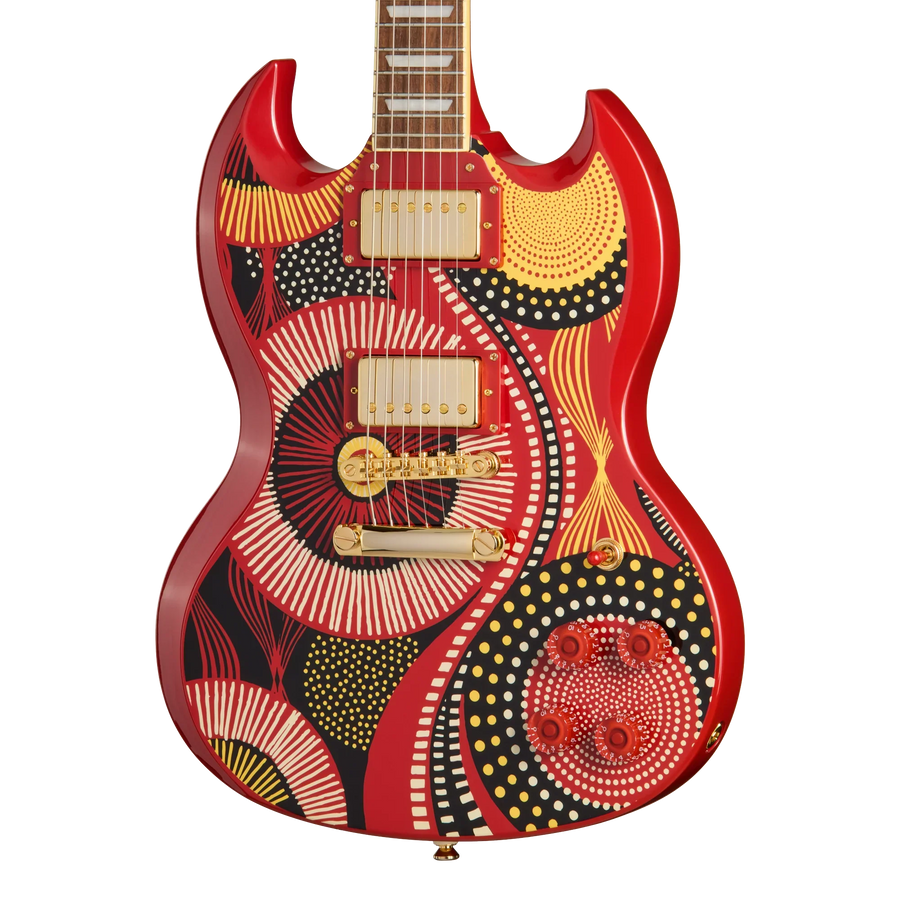 Epiphone Fatoumata Diawara SG, Ember Red with Malian Graphic