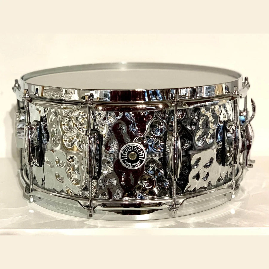 Used Gretsch Brooklyn Hammered Chrome Over Brass Snare Drum 14x6.5