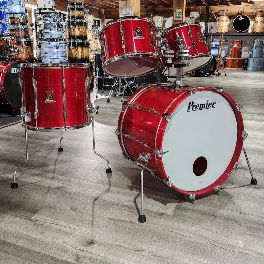Used Vintage 1980s Premier Resonator 4pc Drum Set Red Lacquer - Very Good