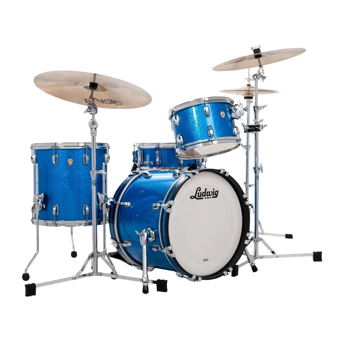 Ludwig Classic Maple 3pc Jazzette Drum Set Blue Sparkle