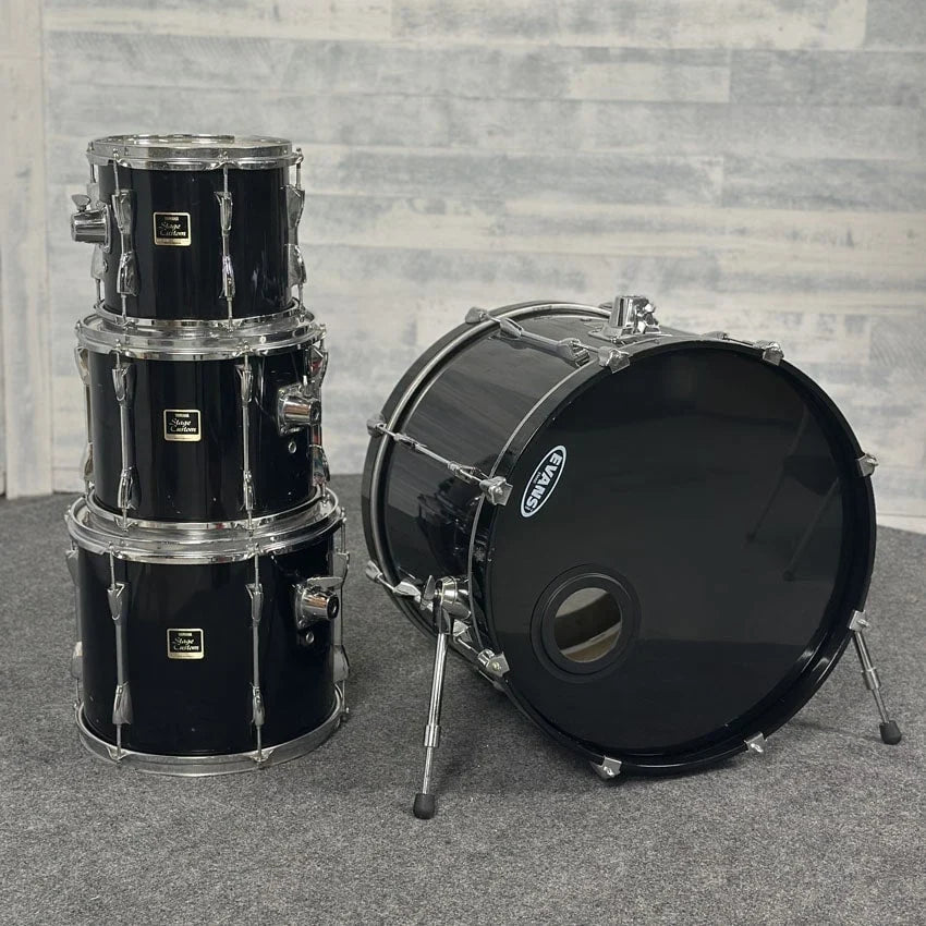 Used Yamaha Stage Custom 5pc Drum Set Transparent Black w/Mounts - Fair